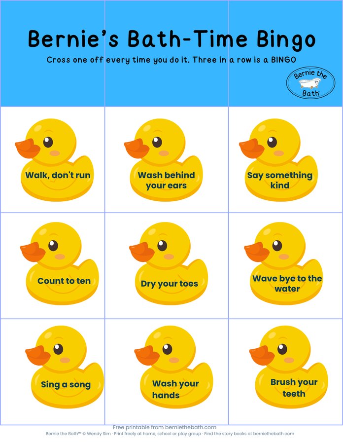 Bath-Time Bingo free printable