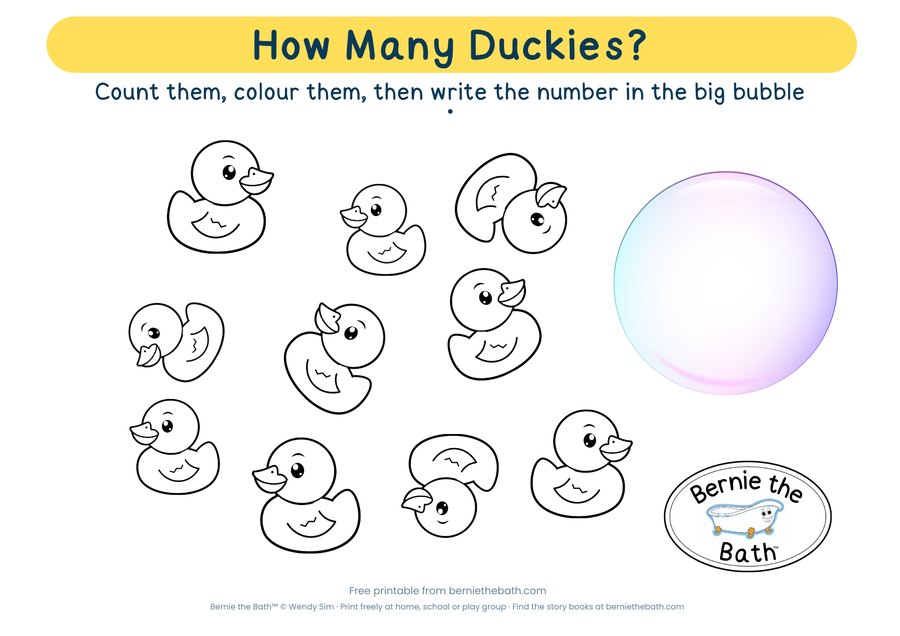 How Many Duckies? — free printable activity sheet